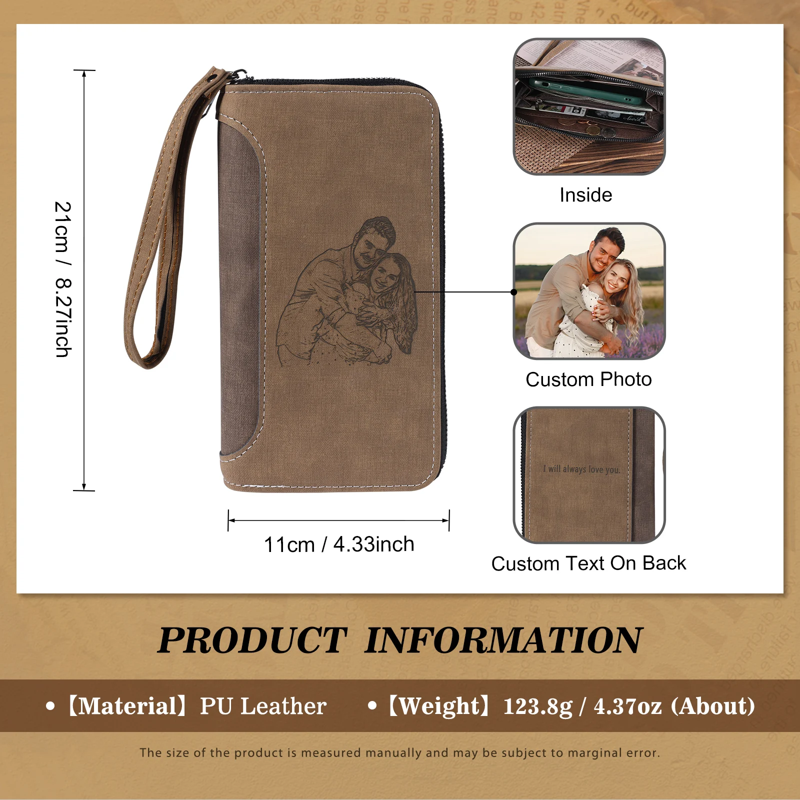 2024 Men Wallets Name Engraving Card Holders Zipper Fashion Long Men Purse PU Leather Male Purse For Men