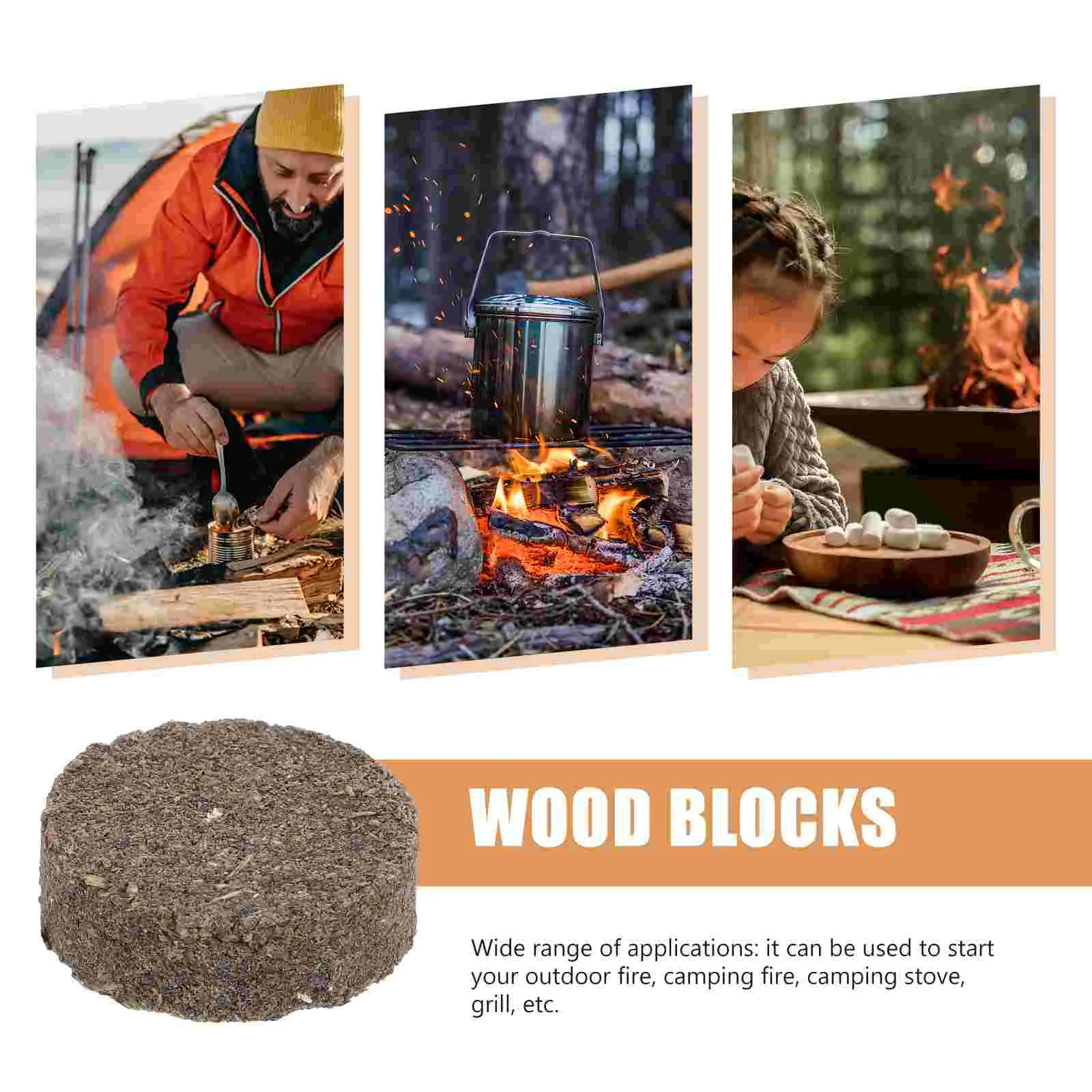 10Pcs Dried Wood Blocks Natural Firelighters BBQ Camping Fire Making Blocks Wooden Kindling Blocks camping fire starter