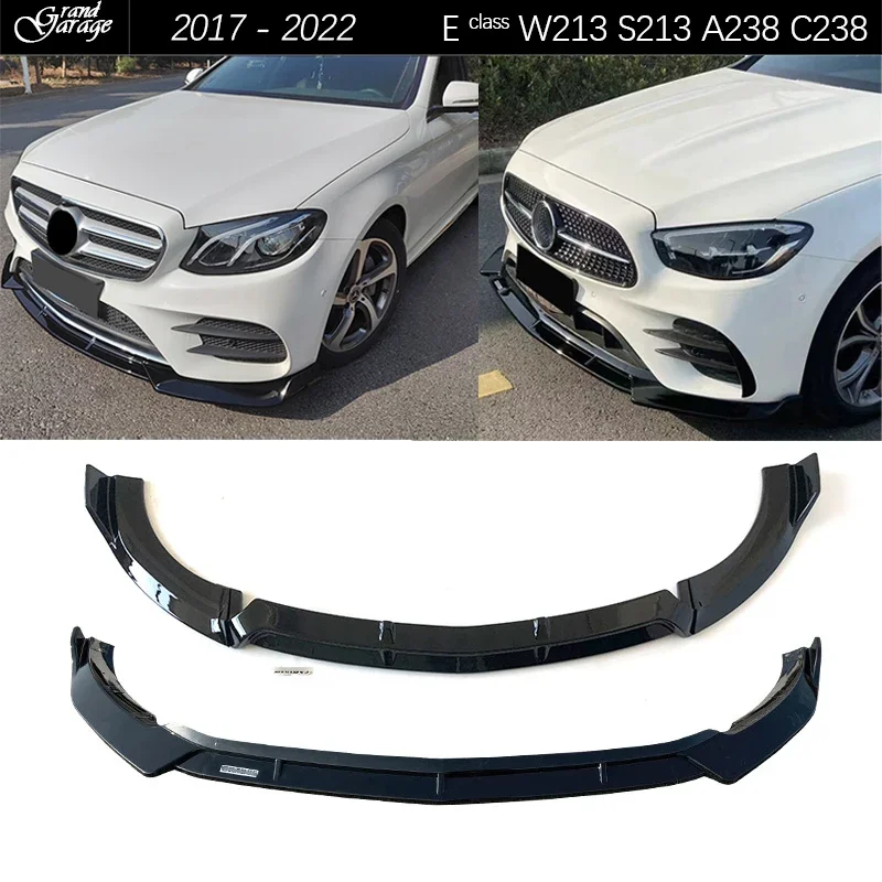 

Black Front Bumper Lip Chin Spoiler PP Plastic for Mercedes E Class W213 S213 A238 C238 AMG Line 2017 - 2022 E200 E300 E350 E43