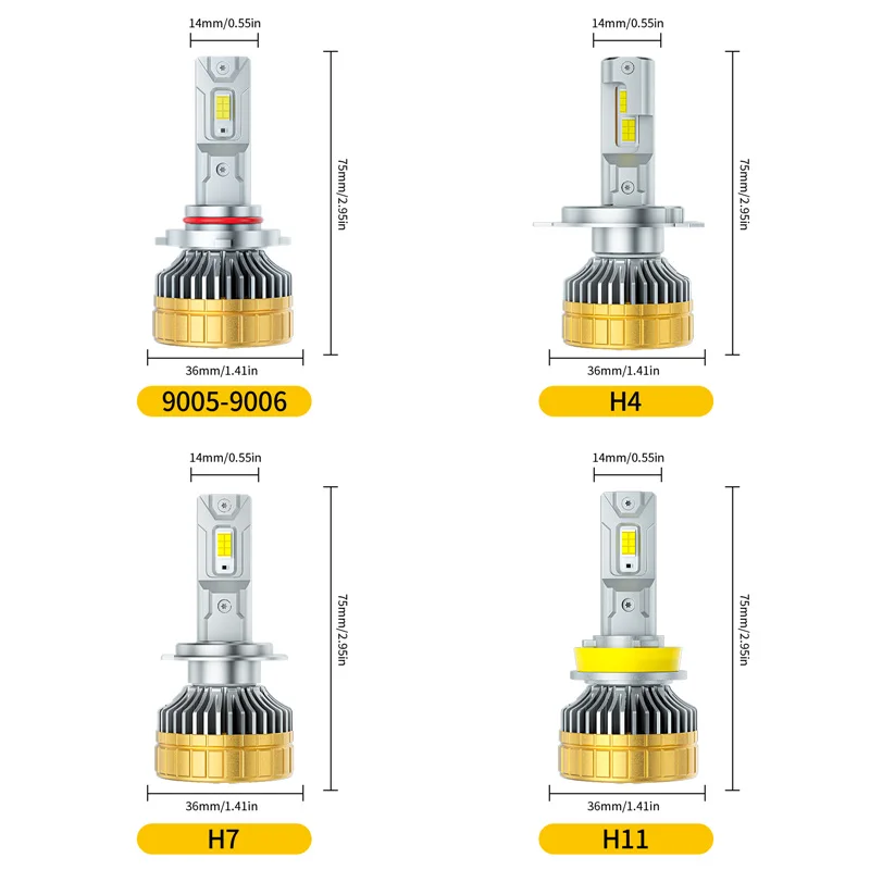 AILEO 200W 70000Lm H7 H4 H11 Led Lights Super Bright For Car Headlight High Power Automotivo Canbus H8 H9 Turbo Lamp 6500K Bulbs