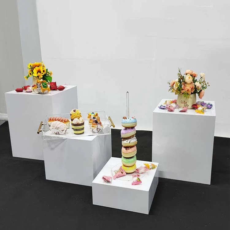 

Dessert Table Cake Stand Birthday Party Event Backdrop Base Plinth Pedestal Stand Cube Acrylic Display Rack Wedding Decoration