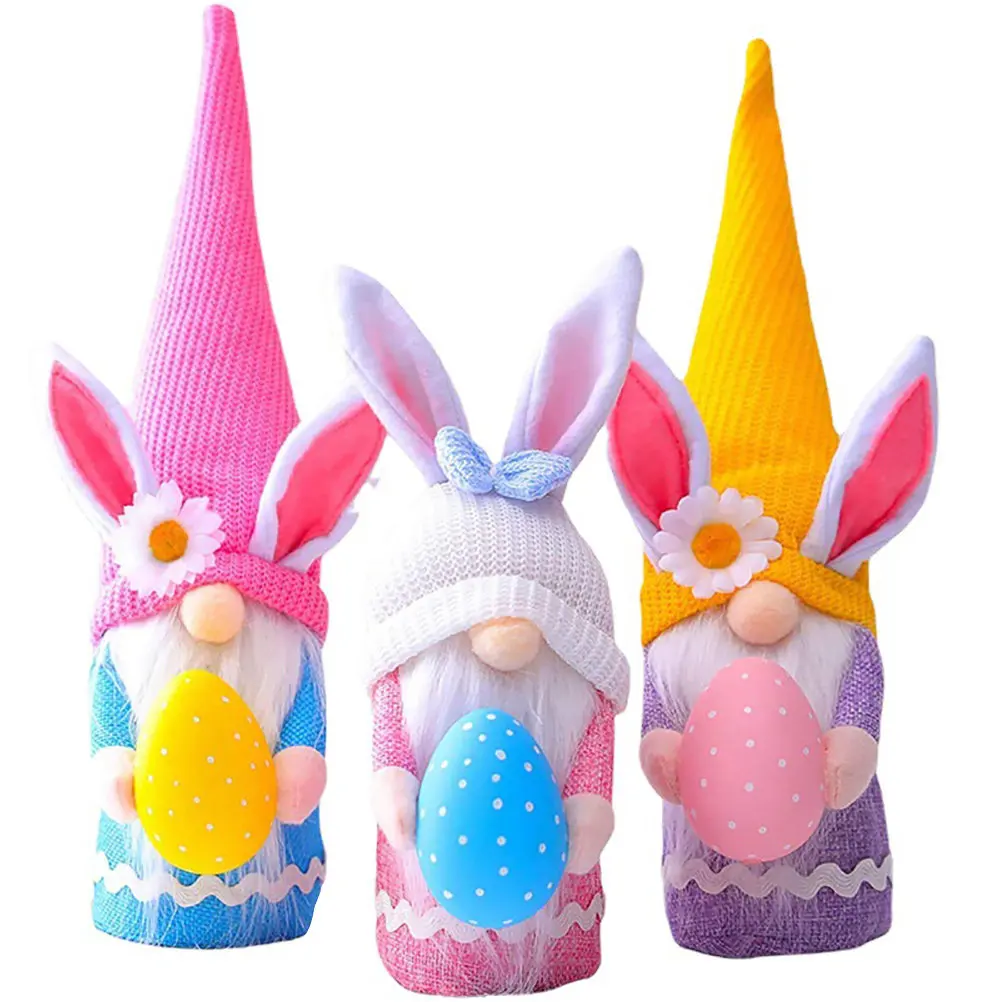 

3Pcs Easter Bunny Gnomes Long Hat Comfortable Touch Valentine's Day Gift Home Decoration Easter Bunny Gnome Rabbit Gnome