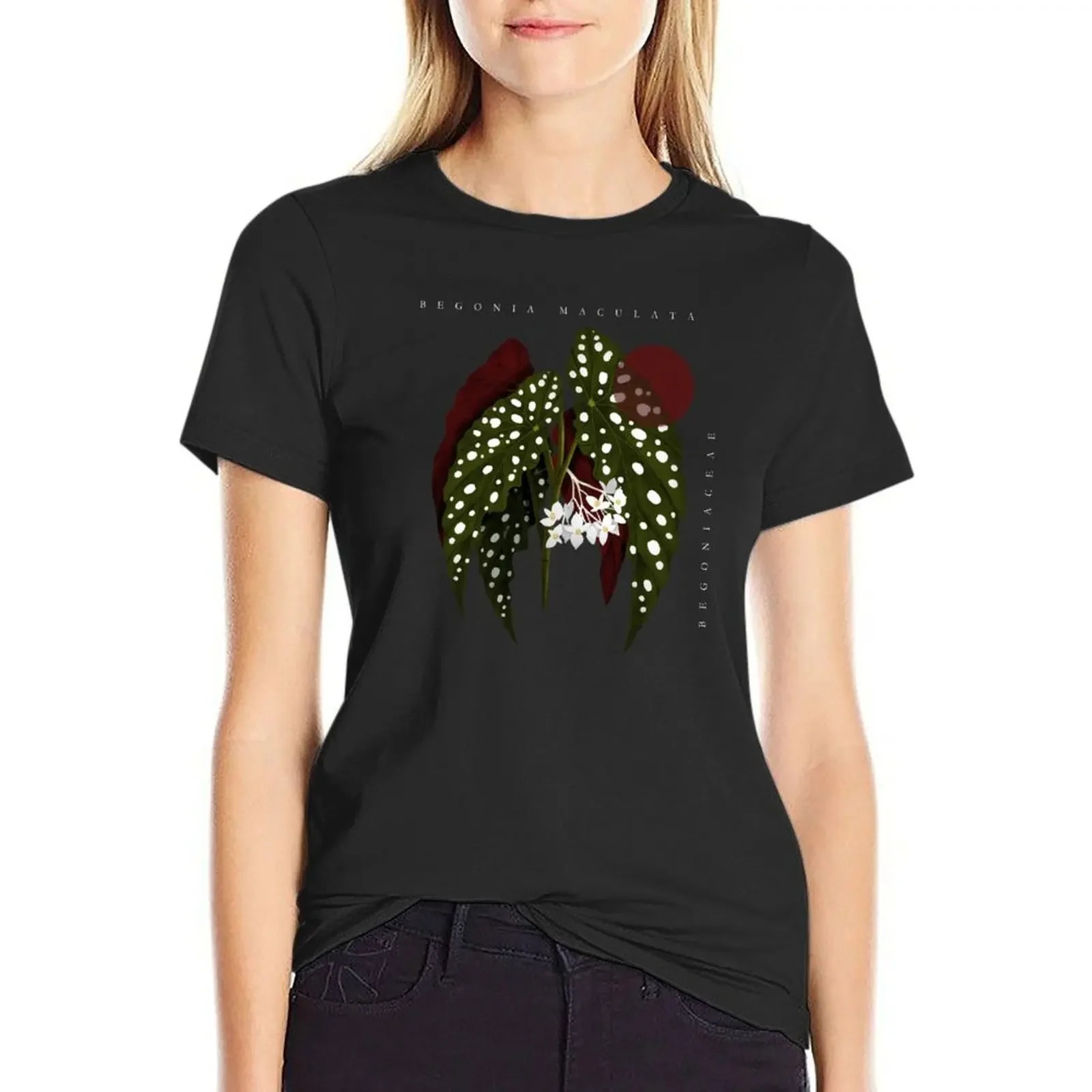 Begonia Maculata Design and Illustration T-Shirt oversized cute tops Female clothing female Women's clothing