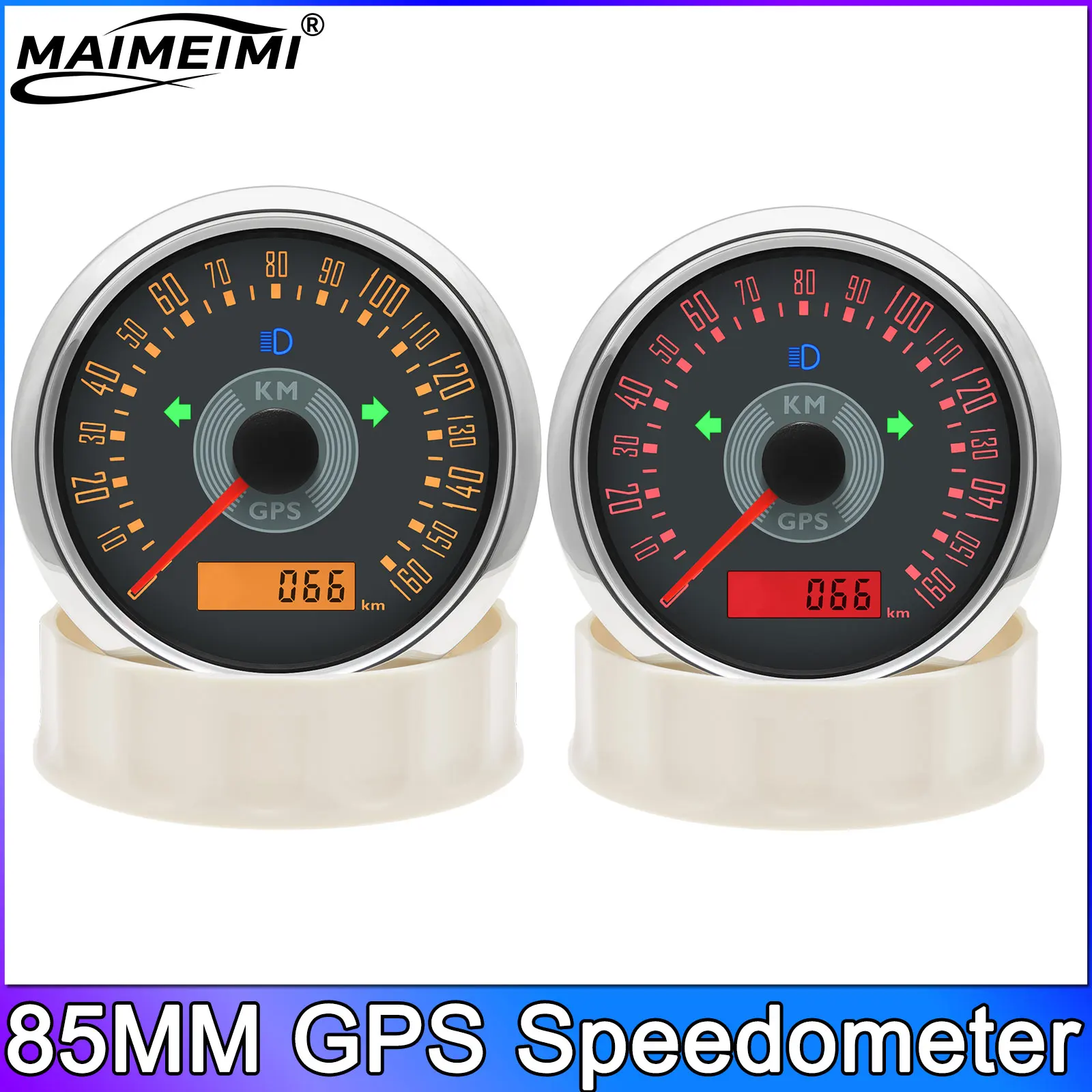 125 200 Kmh MPH 85mm GPS Speedometer for Snowmobile Motorcycle ATV UTV Total Mileage Adjustable 12V 24V Speed Gauge Meter