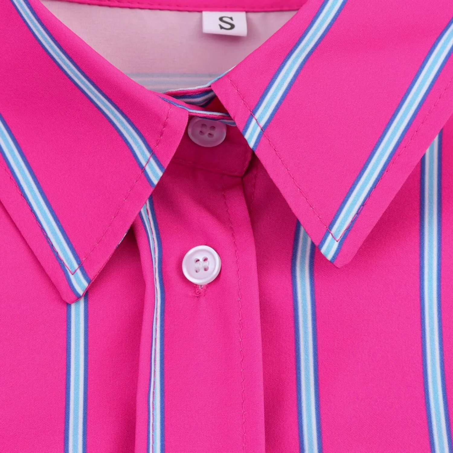 2025 Myst & Za verão nova camisa listrada gola POLO bolsa decoração solta casual deslocamento manga comprida top