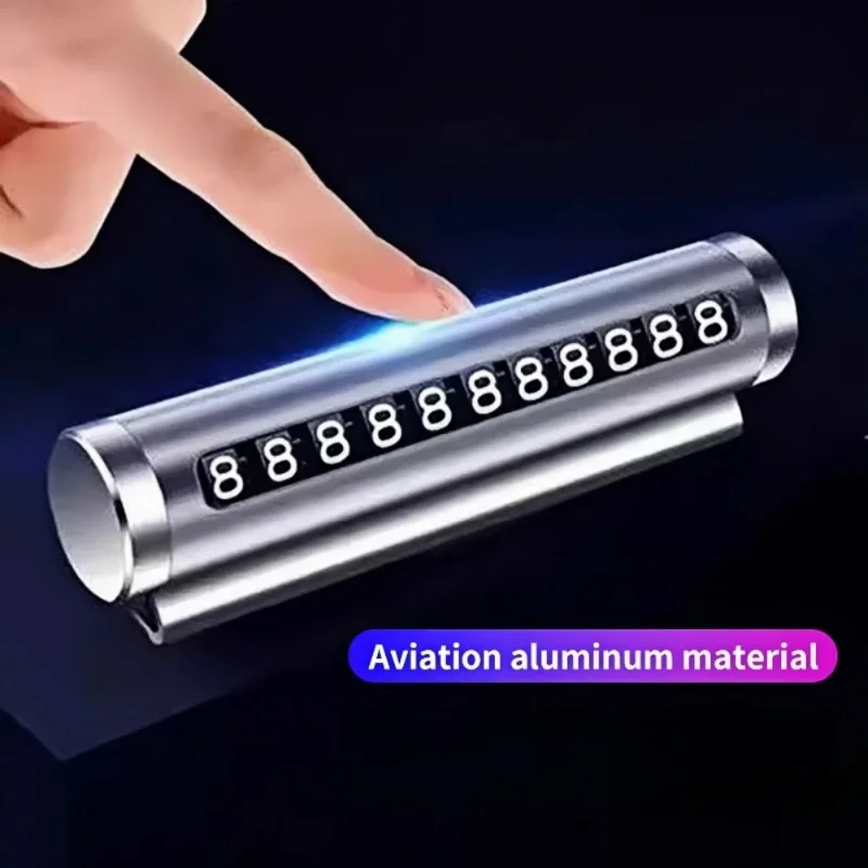 Metal Alloy Hidden Temporary Parking Number Plate Rotary Telephone Number Card Luminous Digital Car Interior Dashboard Accessori