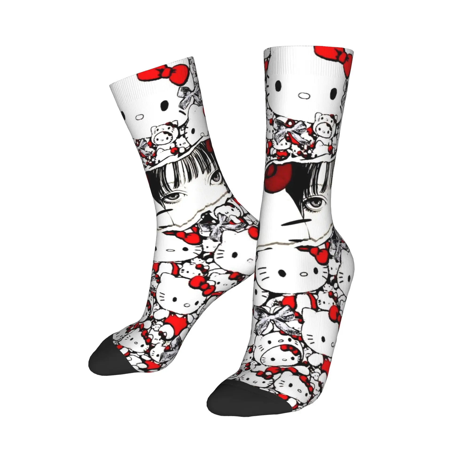 

Носки Tomie для девочек, мужские и женские модные полиэстеровые носки в стиле аниме «Hello Kitty», весна-лето, осень-зима, средние носки-трубы, подарок