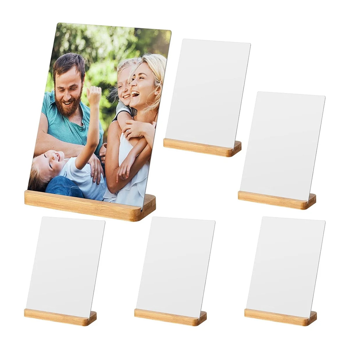 A98U 6 Pack Sublimation Photo Frames Blanks 5 X 7 Inch Heat Transfer Metal Picture Frames with Wood Base DIY Photo Prints