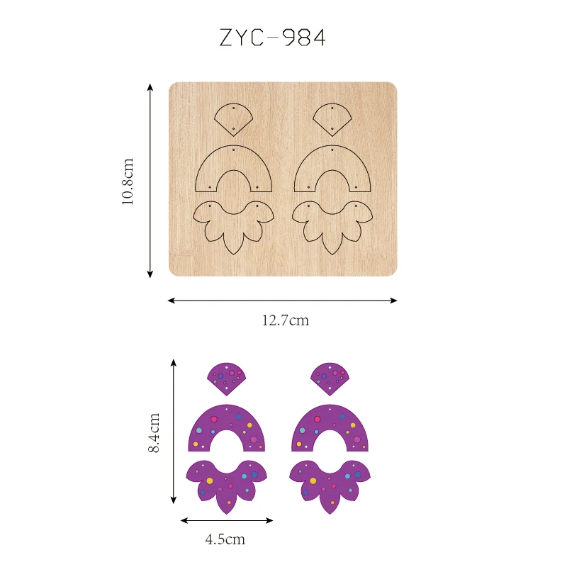 Wooden Earring Cutting Mold, Suitable for Die Cutting Machines, ZYC-984