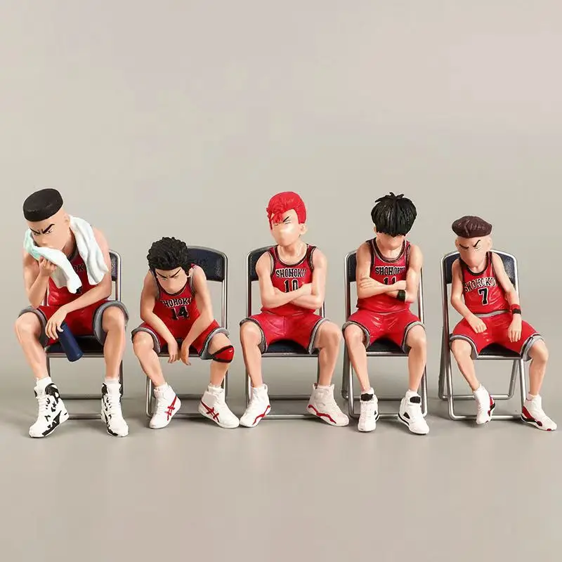 5 pçs/set Slam Dunk Action Figure Anime Personagens de Basquete Akagi Takenori Kaede Rukawa Sakuragi Hanamichi Modelo Brinquedo Crianças Presente
