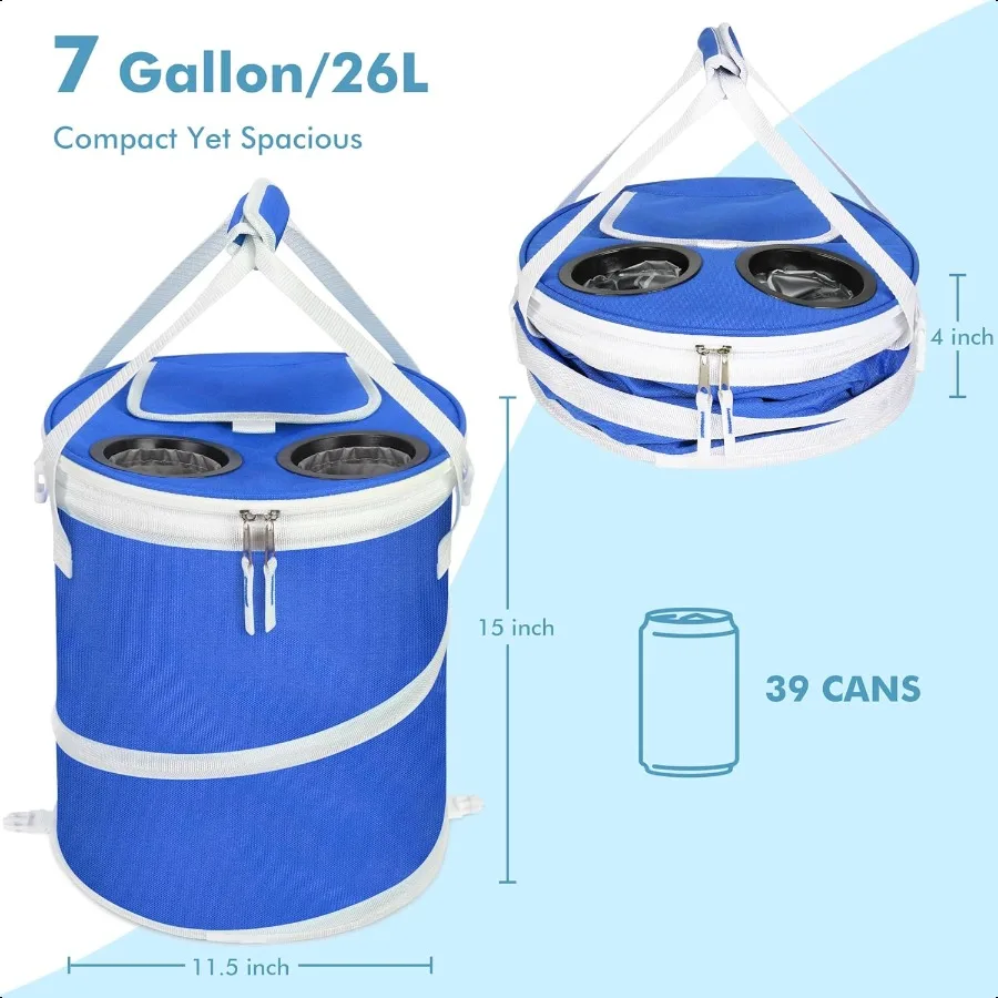 حقيبة تبريد جولف كبيرة منبثقة معزولة قابلة للطي مع طاولة مشروبات مسطحة لعربة الجولف خفيفة الوزن ومحمولة على شاطئ الجليد