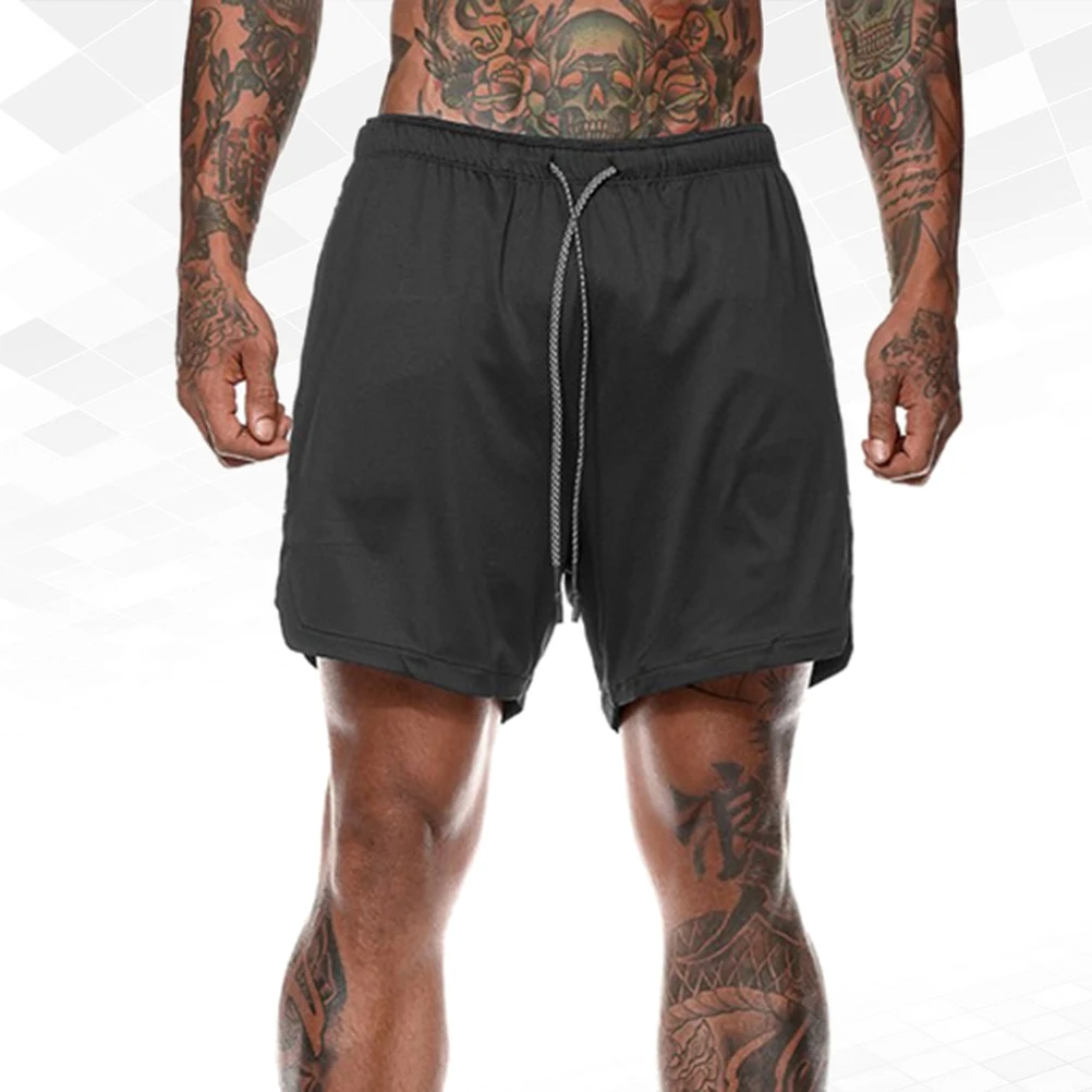 

Черные быстросохнущие шорты для бега размера 2xl, летние спортивные двухслойные сетчатые шорты для тренировок в тренажерном зале для мужчин и мальчиков, легкие