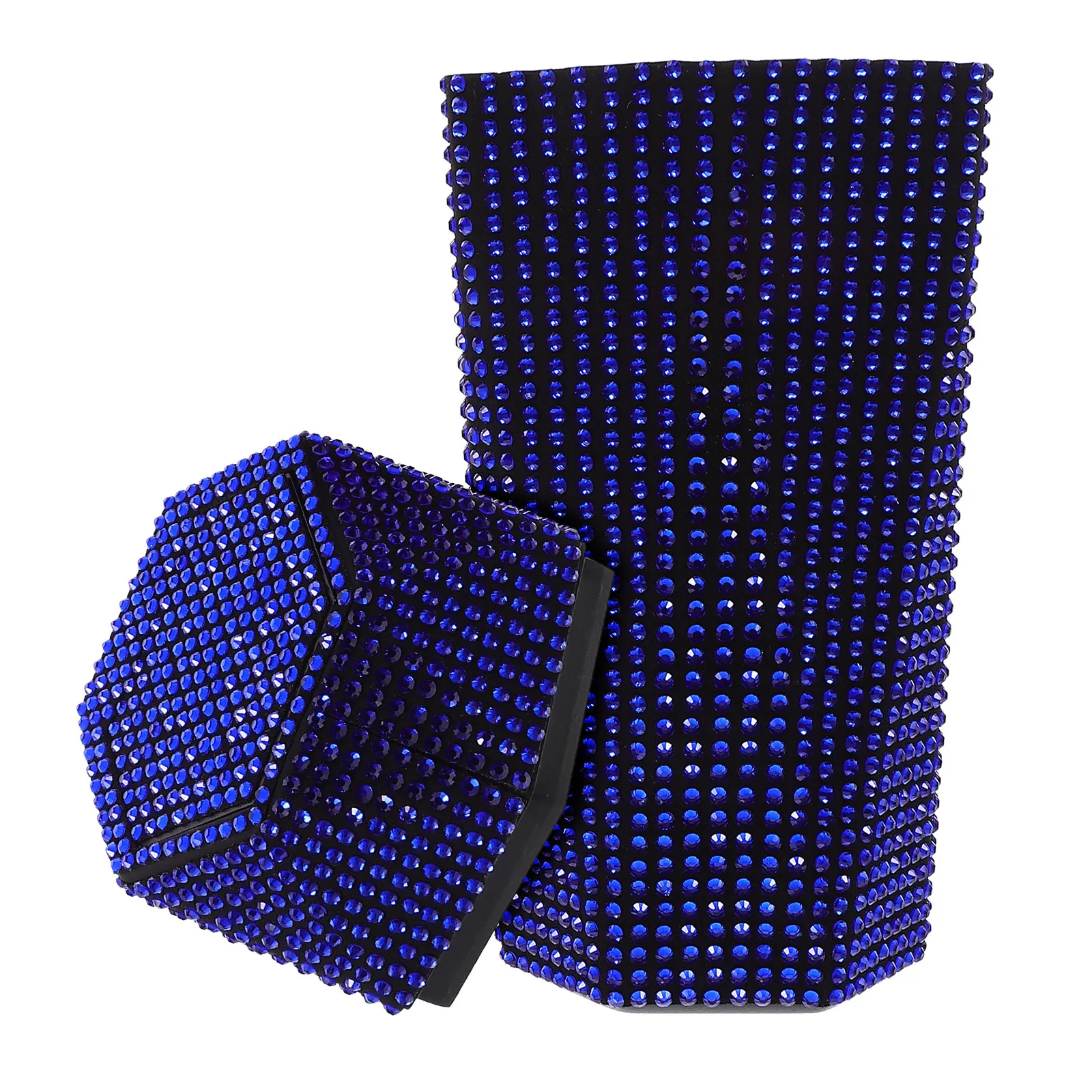 

Compact Car Trash Can Rhinestone Decorated Automotive Garbage Bin Cup Holder Compatible Multi Compartment Easy Carry Vehicle