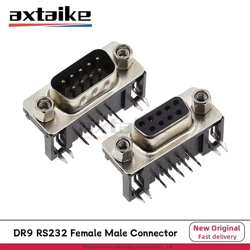 

5PCS DR9 RS232 Serial VGA Socket Female Male Connector PCB Mount D-Sub 9Pin 90 Degree Bent Needle DB9 Serial Port Base