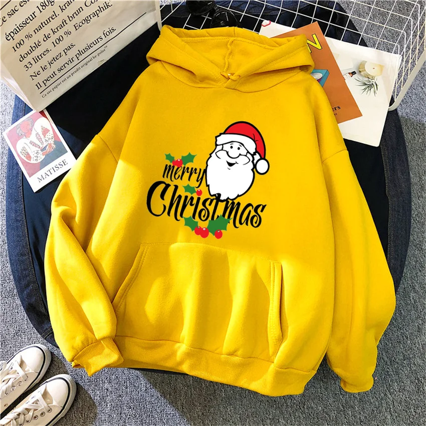 Fashion Womens Hoodie Santa Claus Printed Funny Hoodies Women Streetwear Pullover Harajuku Sweatshirt Oversized Clothes Unisex