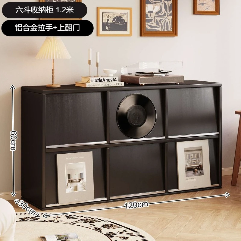 Black chest cabinet, locker, integrated free combination cabinet, retro living room cabinet, locker, household bookcase