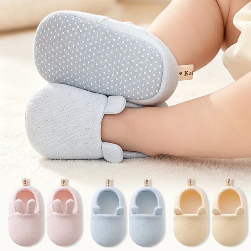 

Solid Color Bunny Ear Baby Anti-slip Shoes Soft Sole Breathable Infant Floor Slippers Lightweight Toddler Walking Shoes 0-18M