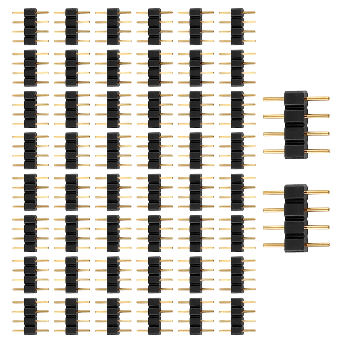 50Pcs 4 Pin Rgb Led Strip Male Plug Adapter Connector for 3528 5050 Strip Light-Sunrise