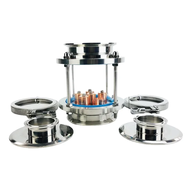 4inch FlangeOD119mm Distillation Lens Column With One Copper Or SS304 Bubble Platte Set,Tri-Clamp Sight Glass Union