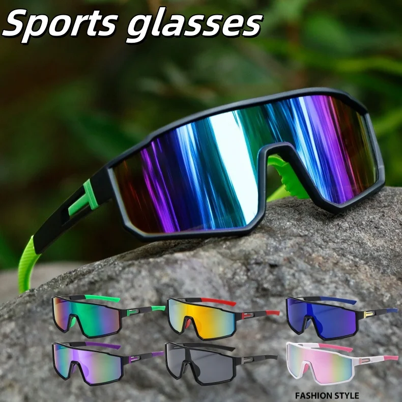 Gafas de ciclismo de gran tamaño para hombre, gafas de sol con revestimiento colorido a prueba de viento para bicicleta, gafas de sol para deportes al aire libre y ciclismo