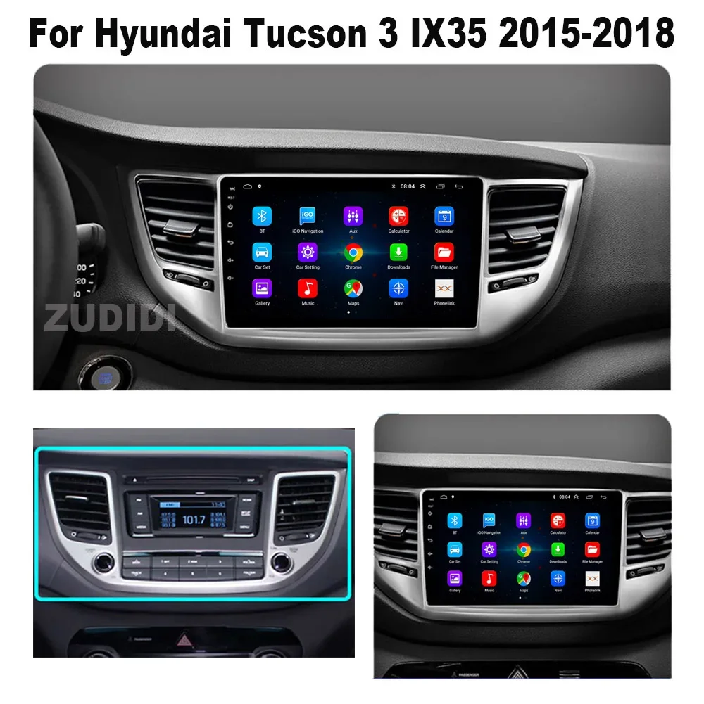 8G 256G For Hyundai IX35 Tucson 3 2015 - 2018 Car Radio Multimedia Video Player Navigation GPS Android Auto No 2 DIN DVD