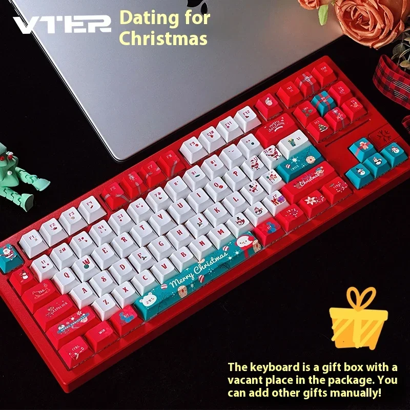 Feker VT87 Mechanical Keyboard Aluminum Alloy Tri Mode Wireless Keyboard Custom Christmas Limited Keyboard  PC Office Gift