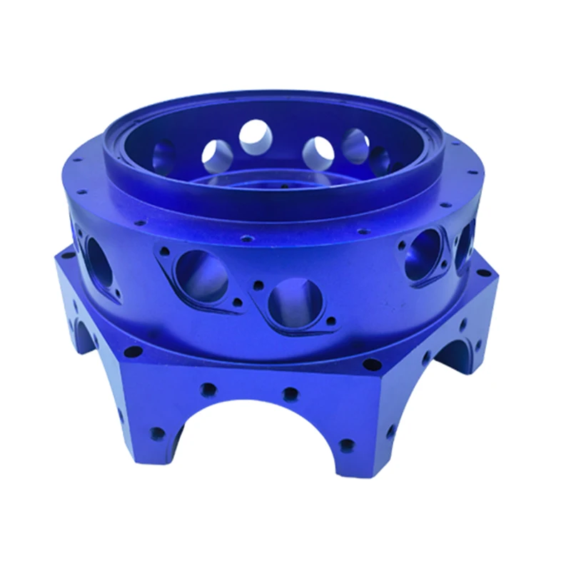 Custom 5-Axis CNC Milling Aluminum Alloy Housing Blue Anodized Precision Machined Automation Equipment Shell