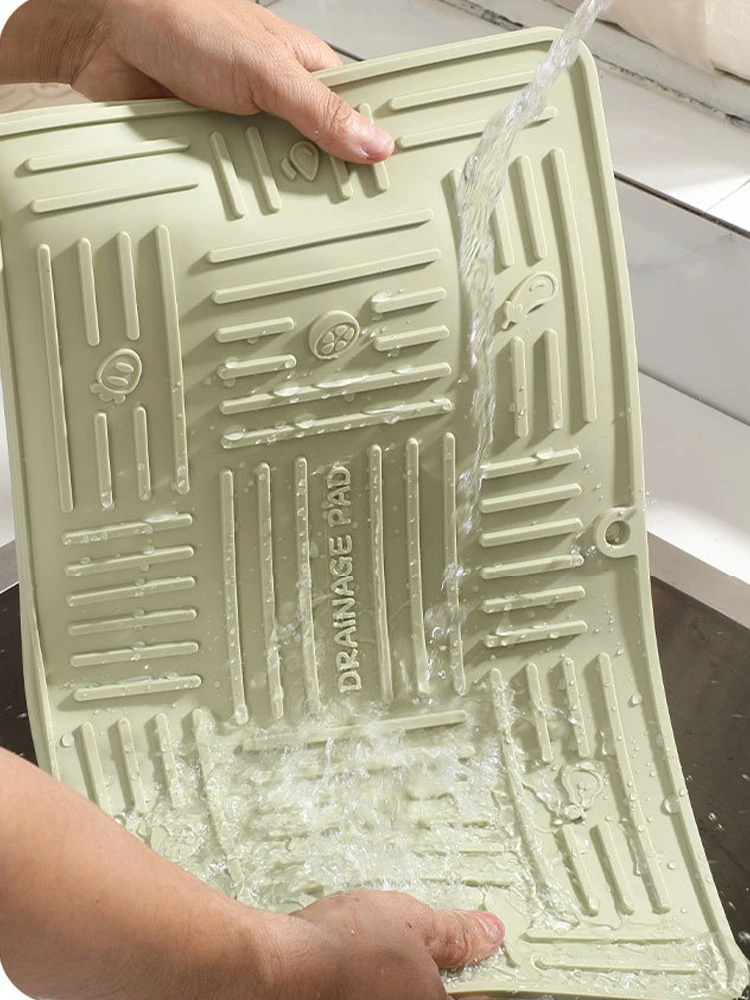 Silicone Drain Pad Heat-resistant Pad Kitchen Countertop Protection Mat Drain and Anti Slip Large Pot Cup Silicone Drainage Pad