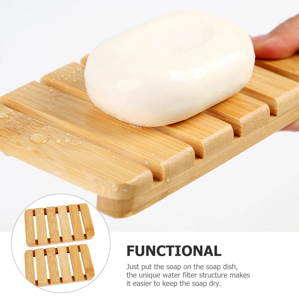 

2 Pcs Kitchen Dish Holder Soap Draining Rack Bathroom Dishes Tray Bamboo for Decorative