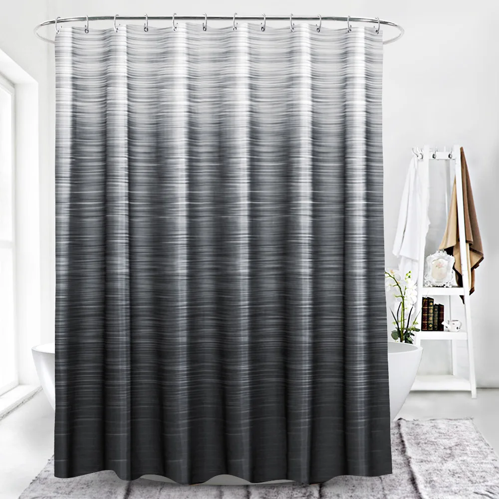 

Waterproof Shower Curtain Mildew Bathroom Curtain Wave Window Tulle Home Modern Printed With Hooks Heavy S Fold Wavy Shower