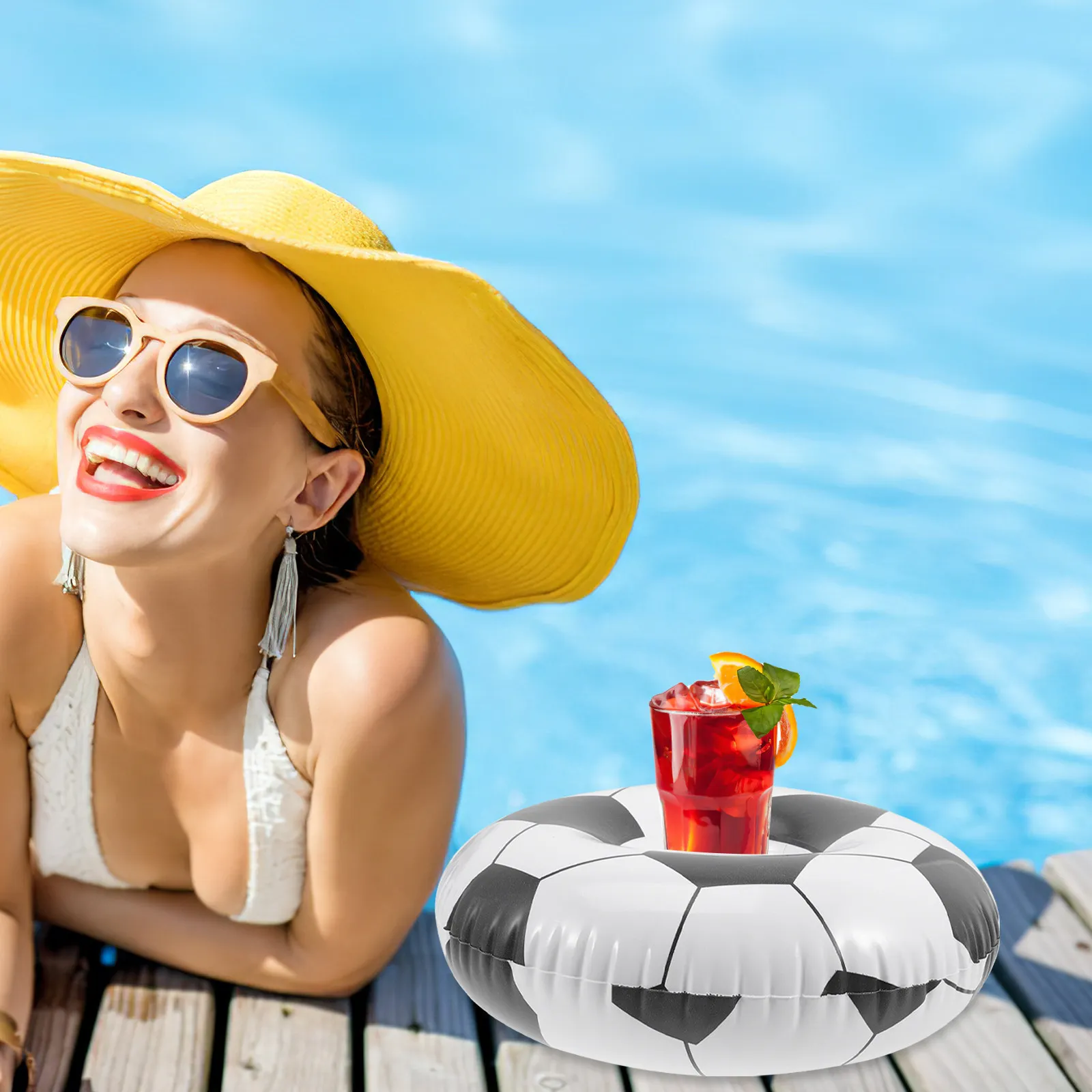 

Набор из 6 надувных держателей для напитков для бассейна, плавающие подставки для стаканов для украшения вечеринки у бассейна