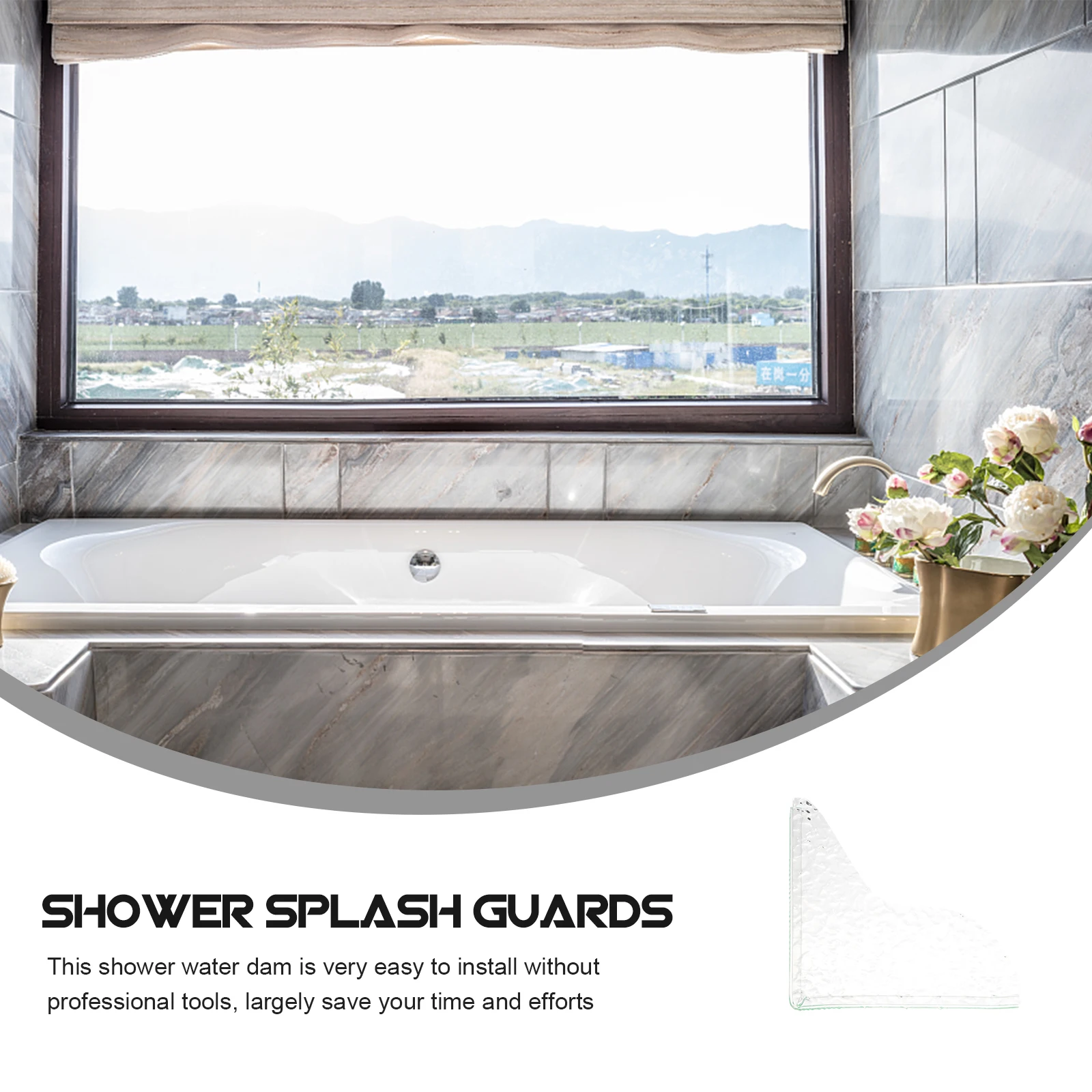 

2pcs Bathtub Splash Guard Acrylic Shower Water Blocker Corner Protector Leak Proof Easy Install Durability Fits Styles Shower