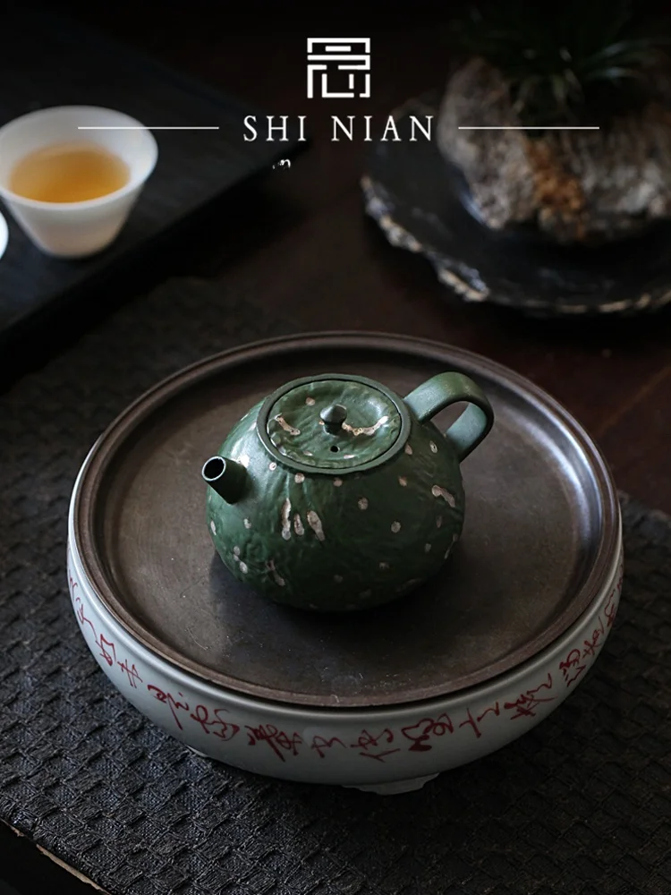 

Антикварный серебряный чайник ручной работы с имитацией древесины, набор для чаепития «Слушая дождь», посуда для чая Гунфу, серебряный чайник с эффектом соснового дыма, маленький чайник