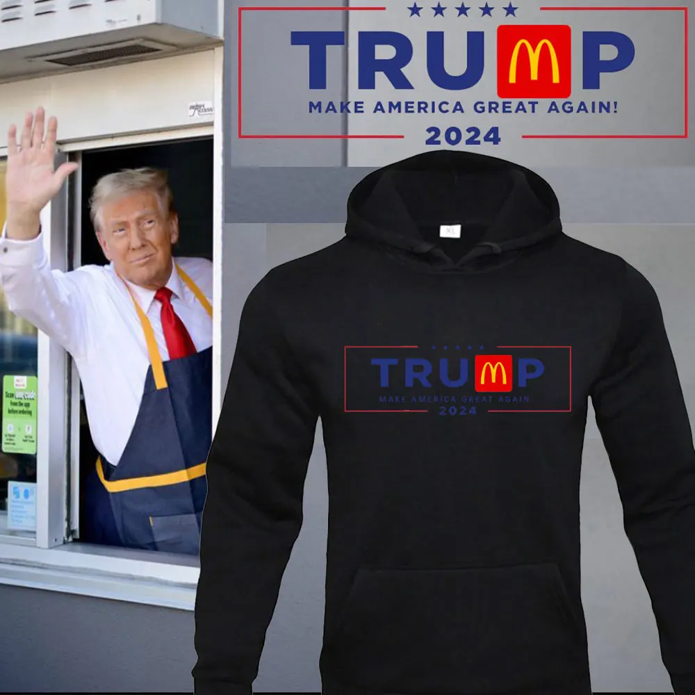 

Забавные толстовки с капюшоном Трампа, спортивная одежда McDonald Pennsylvania Vance 2024, MAGA Merch Trump, осенние новые толстовки и свитшоты на Хэллоуин