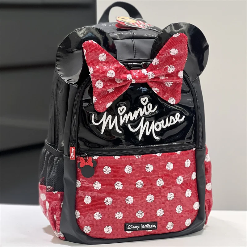 Genuine Australian Smiggle Black Red Dot Minnie School Bag Student Stationery Lunch Bag Pull Rod School Bag Wallet Student Gift