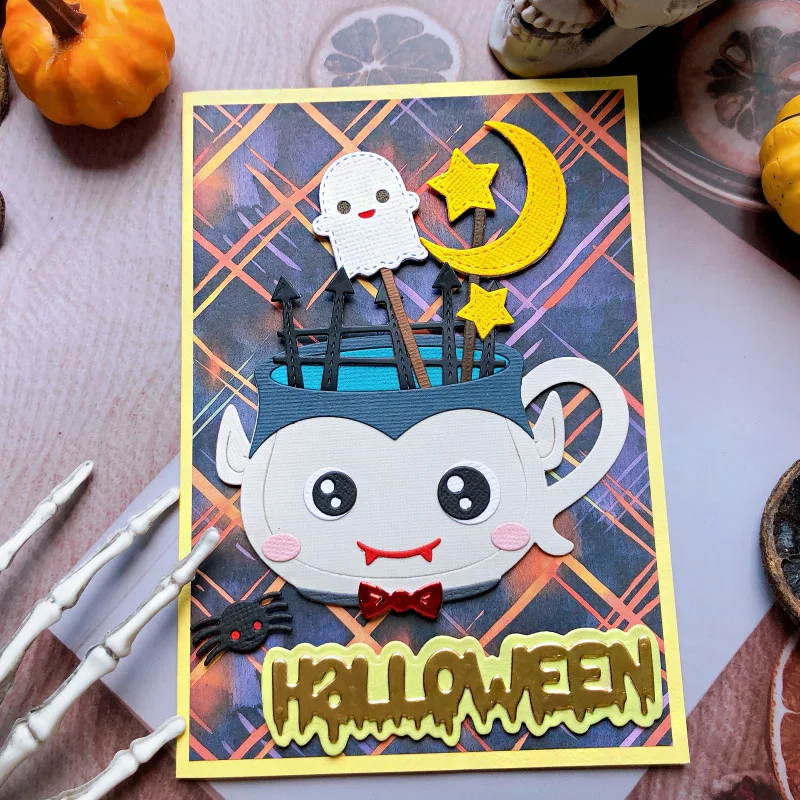 KLJUYP Mug Halloween Metal Cutting Dies Stencils for DIY Scrapbooking Decorative Embossing DIY Paper Cards view 2