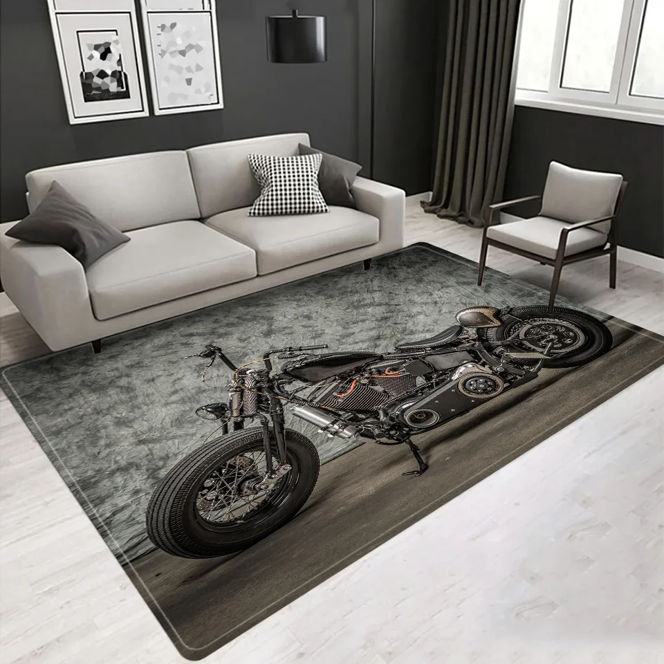 

Motorcycle Carpet Home Decor Living Room 3D Print Nordic Large Non Slip Floor Area Rug For Bedroom Man Gamer Chair Mat Washable