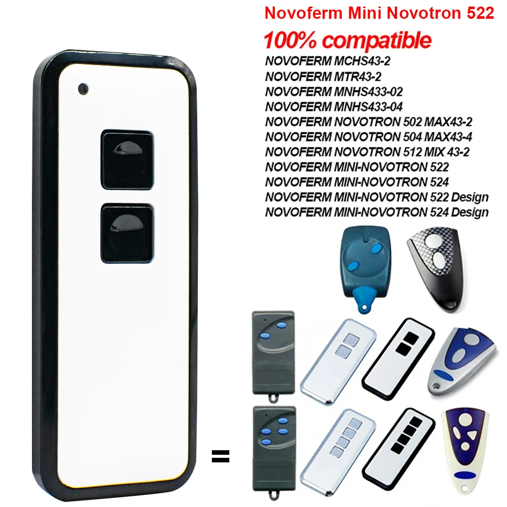 1-20pcs Novoferm Mini Novotron 522 Garage Door Opener Remote Control 433.92mhz 2 Buttons Rolling Code Tormatic Transmitter 433