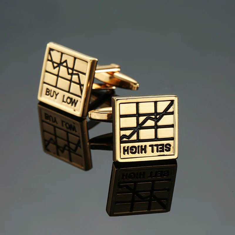 High quality French shirt cufflinks Classic Square stock market chart cuff button Men's Business Suit Accessories Jewelry Gifts