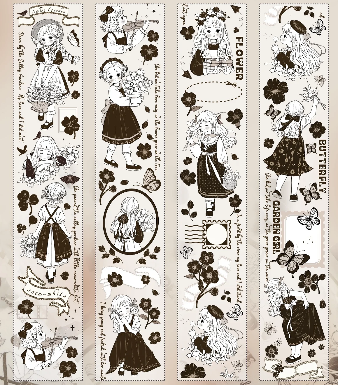 New Sally Garden Retro Character Girl Masking Vintage Washi Tape Sticker Pet