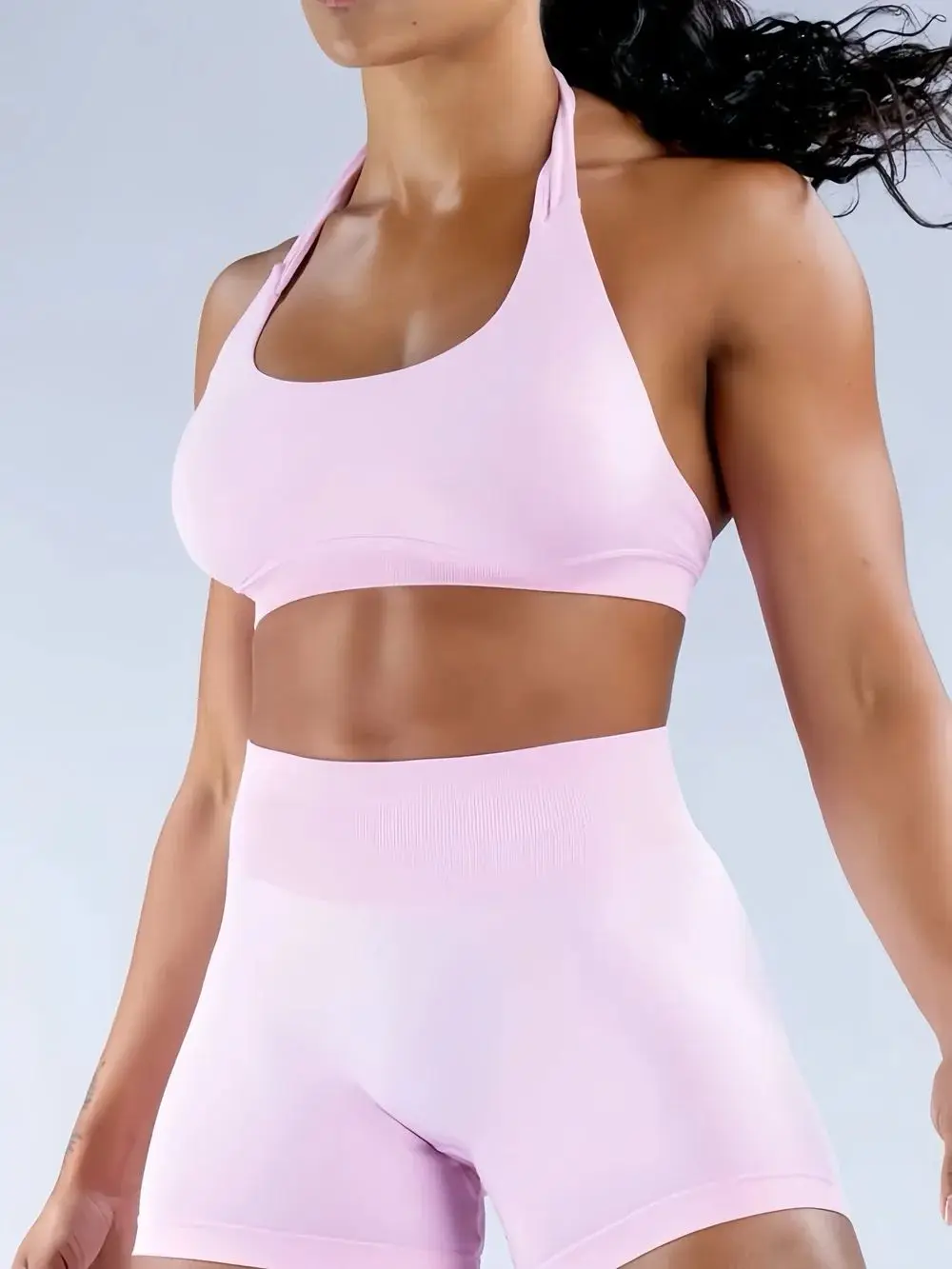 Sportbeha Dames Naadloze Yoga Halter Bh Top Hoge ondersteuning Open rugbeha Fitness Push-up Activewear Workout Gymondergoed - afbeelding 2