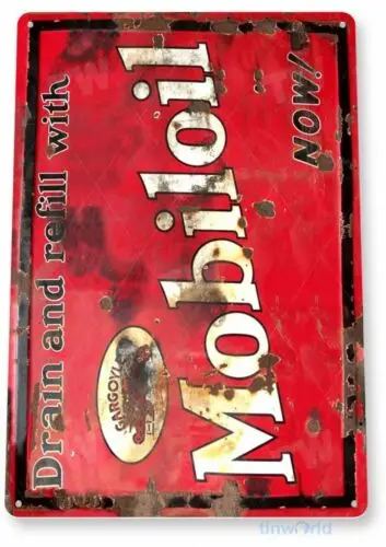 MOBILOIL GARGOYLE 11 x 8 Blechschild AUTO AUTOMOBIL MECHANIKER WERBEWERBUNG MOBIL-Aluminium