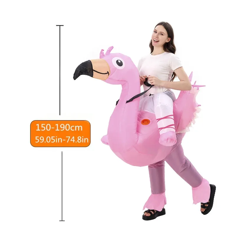 Disfraz inflable de flamenco, mascota navideña, disfraz de Halloween para mujeres, adultos, niños, mascota de dibujos animados de Anime, Cosplay para fiesta