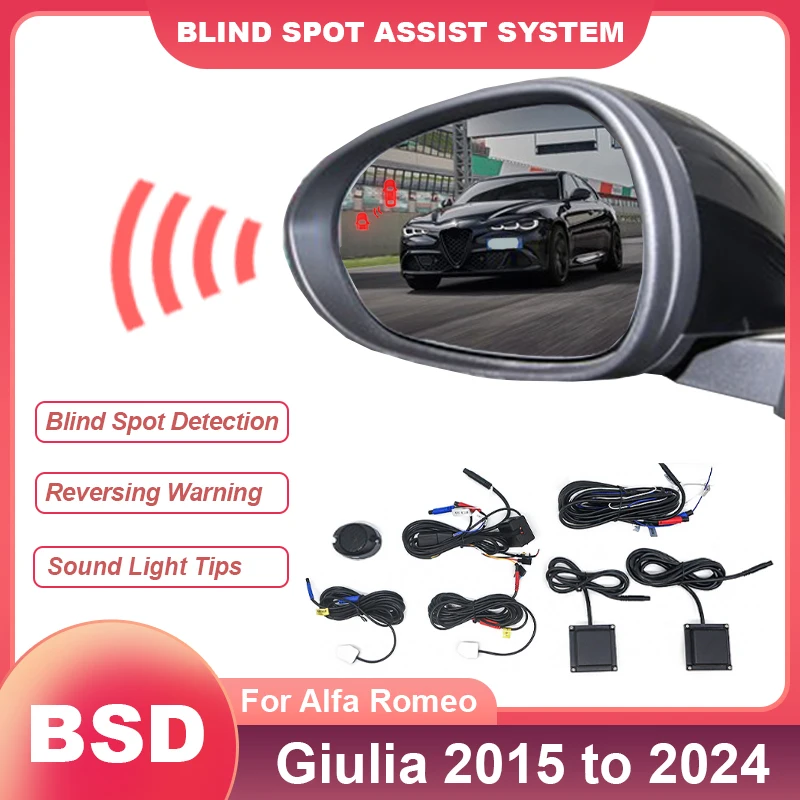 Car Alarm Mirror BSD BSA BSM Rear Radar Change Lane Aided Sensor Blind Spot Monitoring System For Alfa Romeo Giulia 2015 to 2024