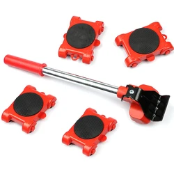 5/13 Pcs Heavy Duty Furniture Mover Set Furniture Mover Tool Transport Lifter Heavy Stuffs Moving Wheel Roller Bar Hand Tools