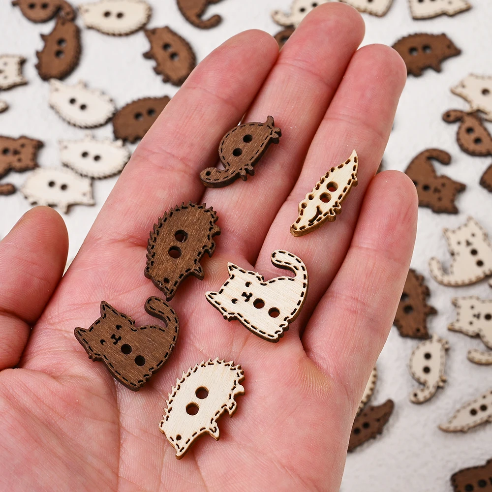 20Pcs 20x19mm Wooden Mixed Animal Shape Buttons for DIY Sewing Craft  Clothing Accessory Scrapbooking  Jewelry Maki