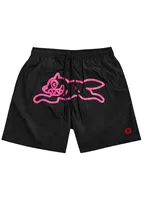 Ice Cream Running Dog Printed Nylon Swim Sports Beach Men's Shorts Black Quick Drying