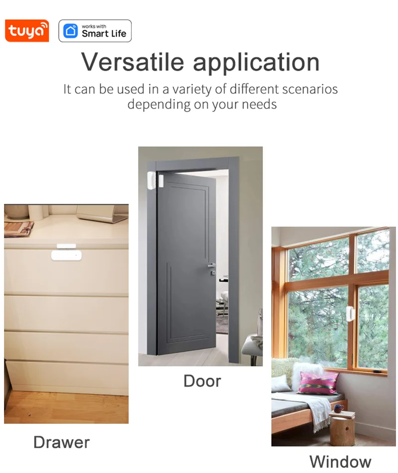 CPVAN Tuya/スマートライフドアと窓センサースマートホームセキュリティアラーム Intellisense リアルタイムセンシングドア窓検出器