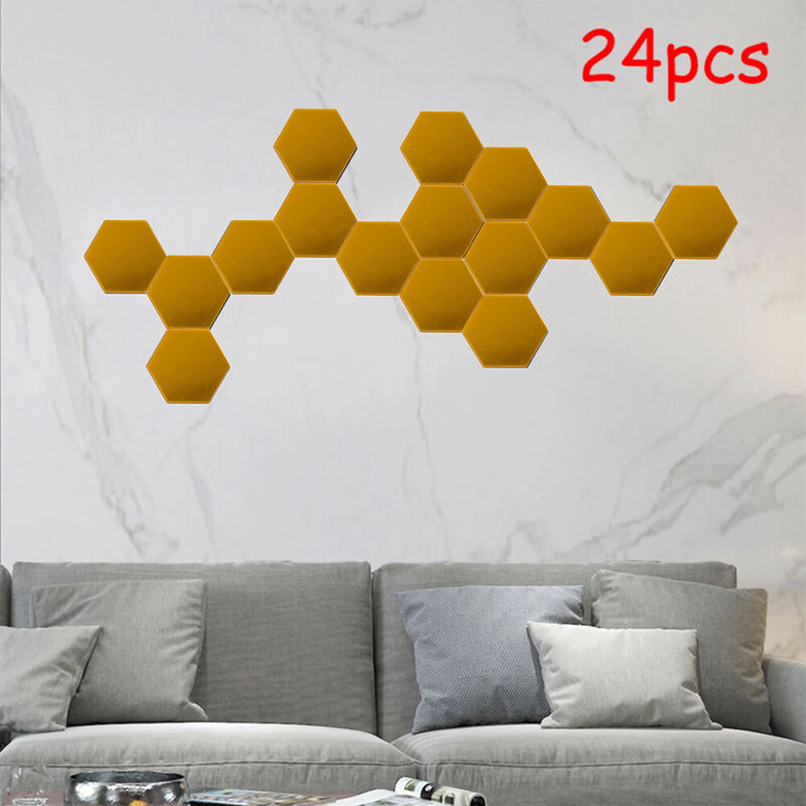 24Pcs 3D Mirror Wall Sticker Decoration Bright Splicing Shape Clear Custom DIY Home Full Smooth Mirror Body Art Decoration ﻿