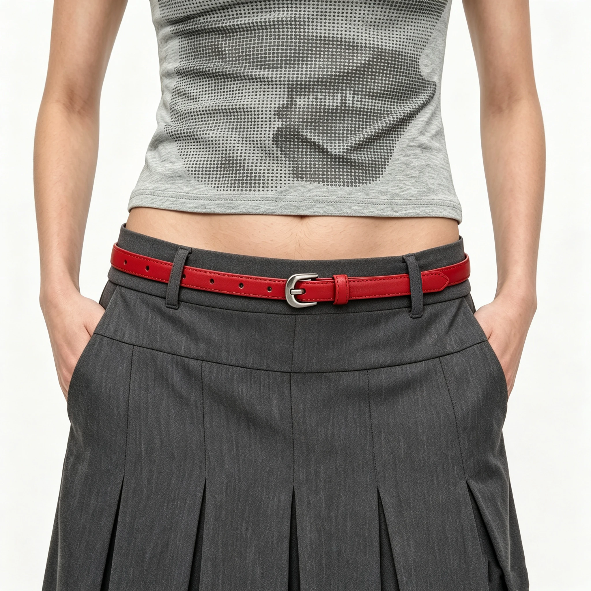 Classic Ladies Thin Leather Belt Silver Metal Pin Buckle Casual Waistband Multi‑Color Waist Strap For Daily Outfit Dress Pants